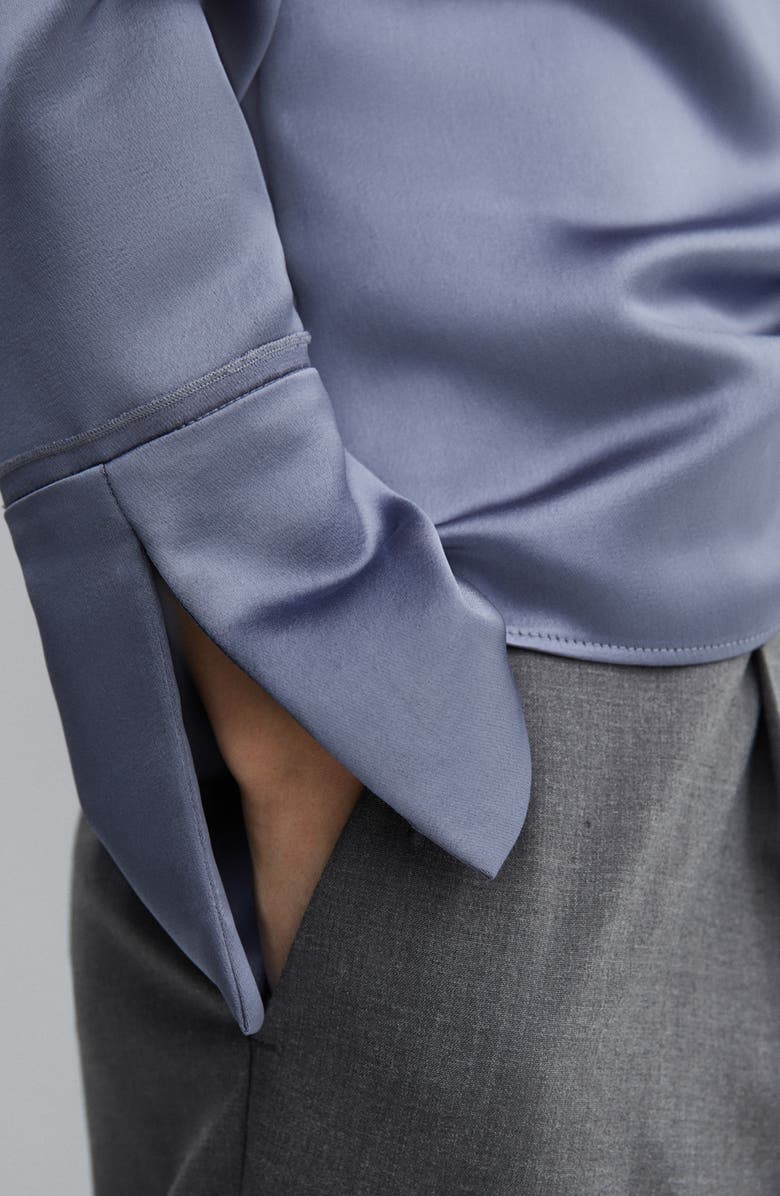 MANGO Satin Button-Up Shirt, Alternate, color, 