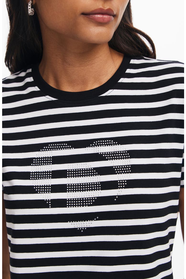Daisy Stripe Cotton Graphic T-Shirt, Alternate, color, WHITE