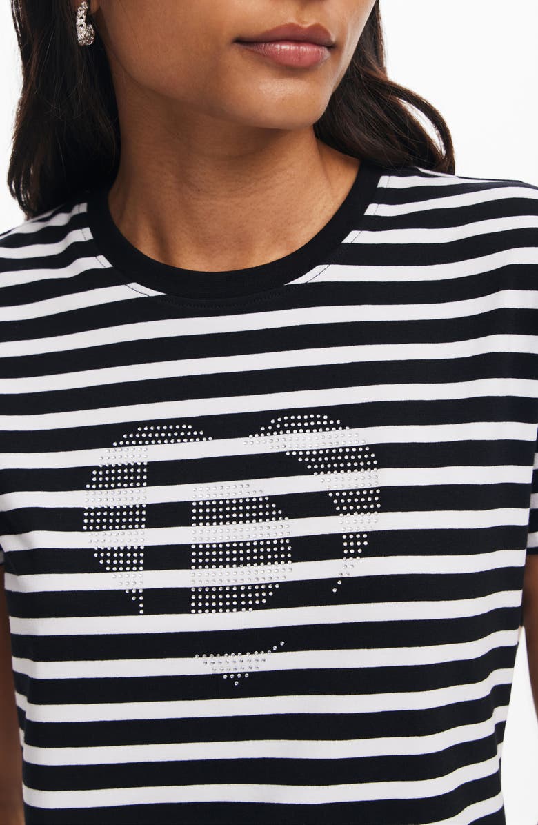 Desigual Daisy Stripe Cotton Graphic T-Shirt, Alternate, color, 