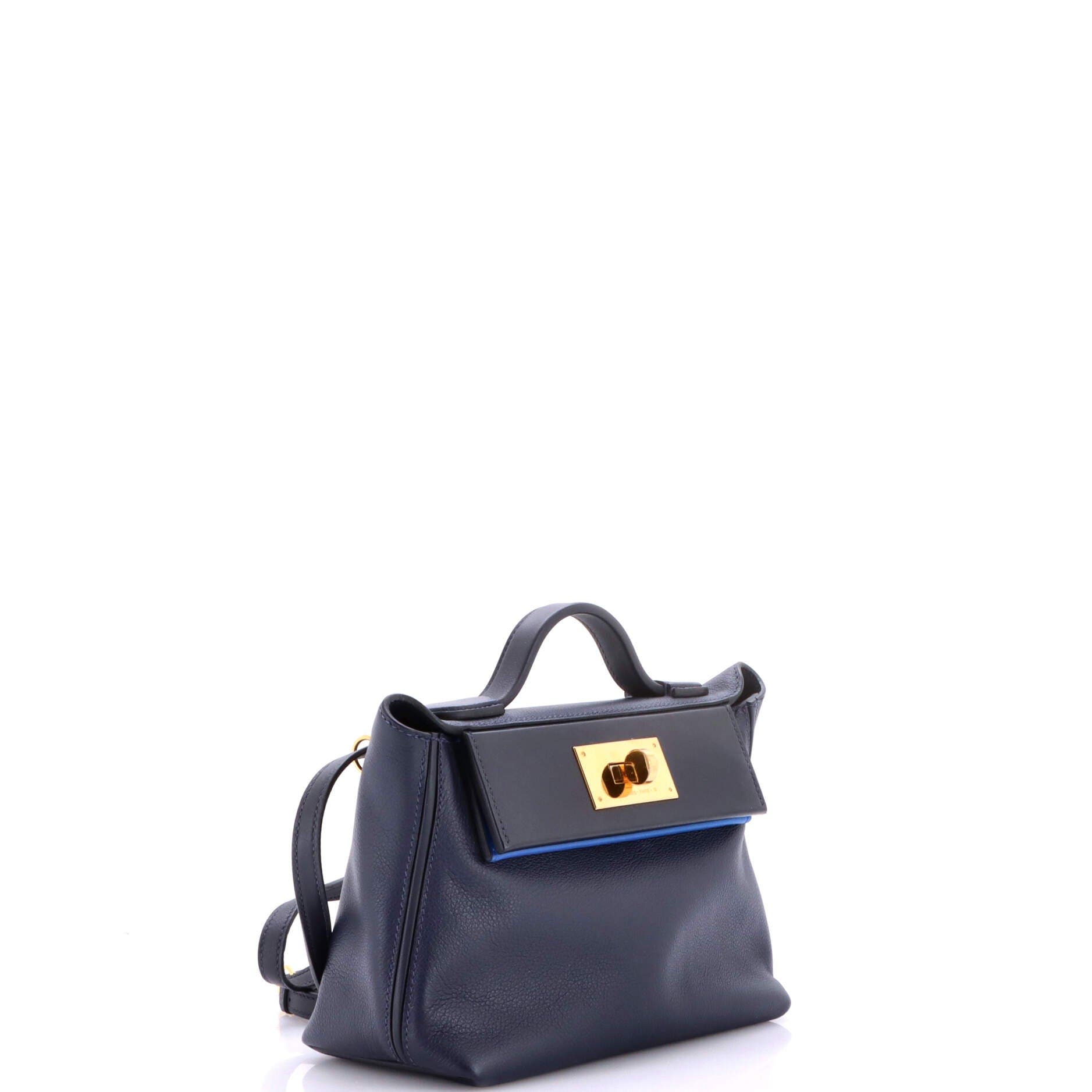 Pre-Owned Hermes 24/24 Bag Evercolor with Swift 21, Alternate, color, Bleu Nuit