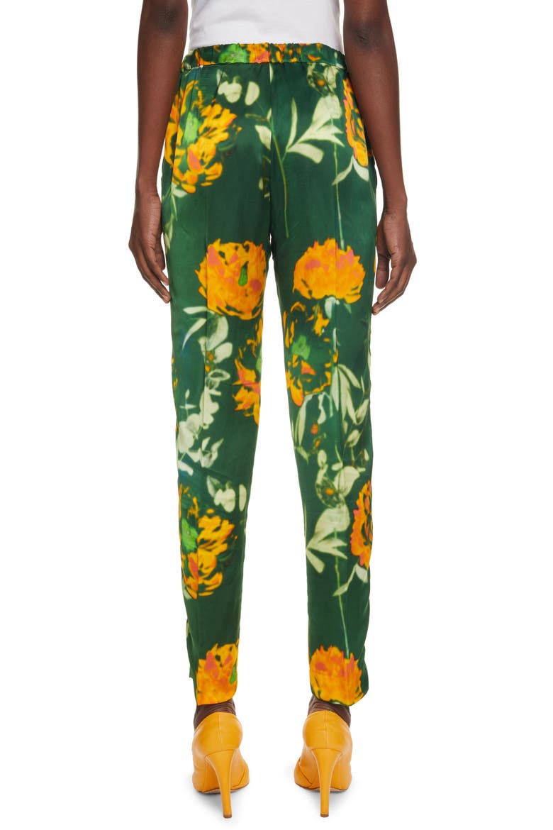 Palmira Floral Print Pull-On Pants, Alternate, color, BOTTLE