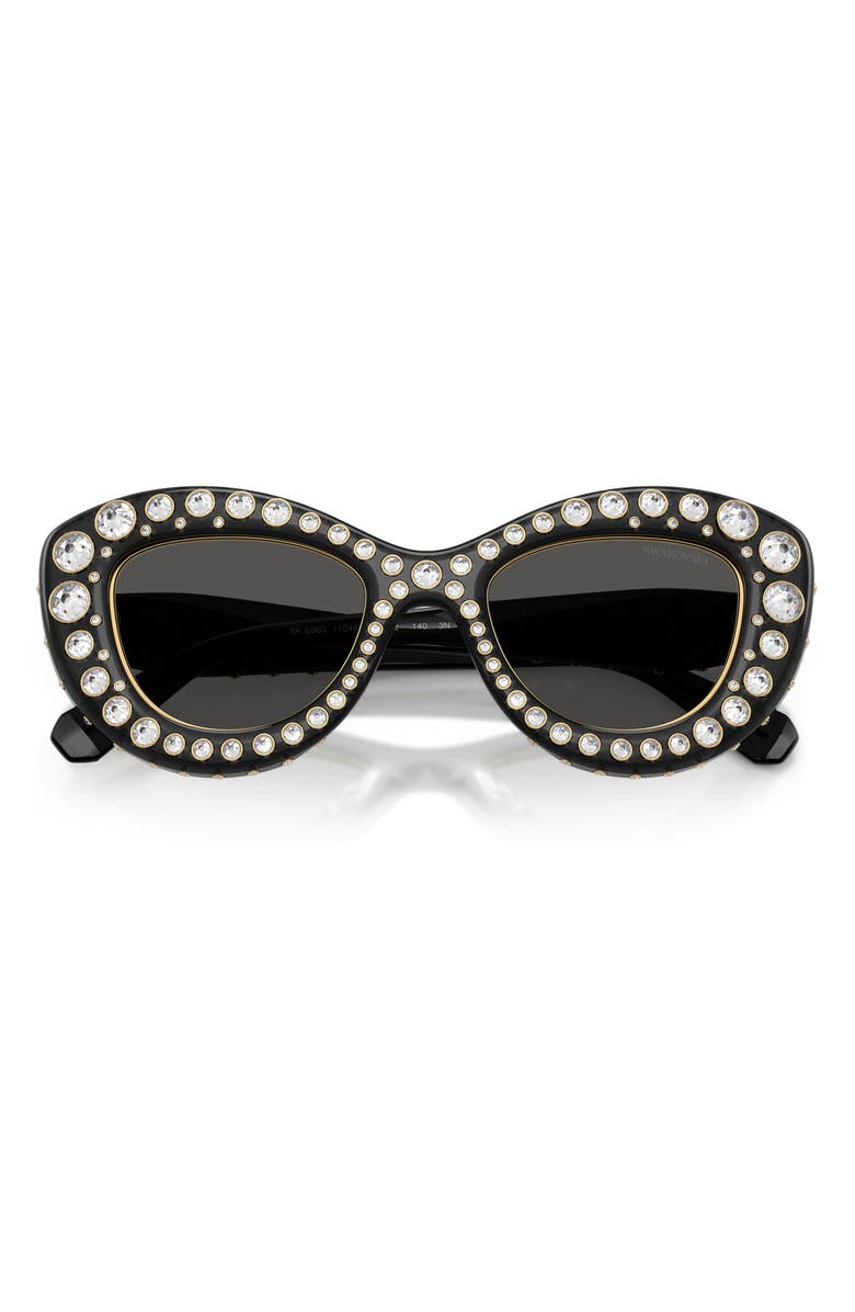 Swarovski 49mm Cat Eye Sunglasses, Alternate, color, Transparent Dark Grey / Grey