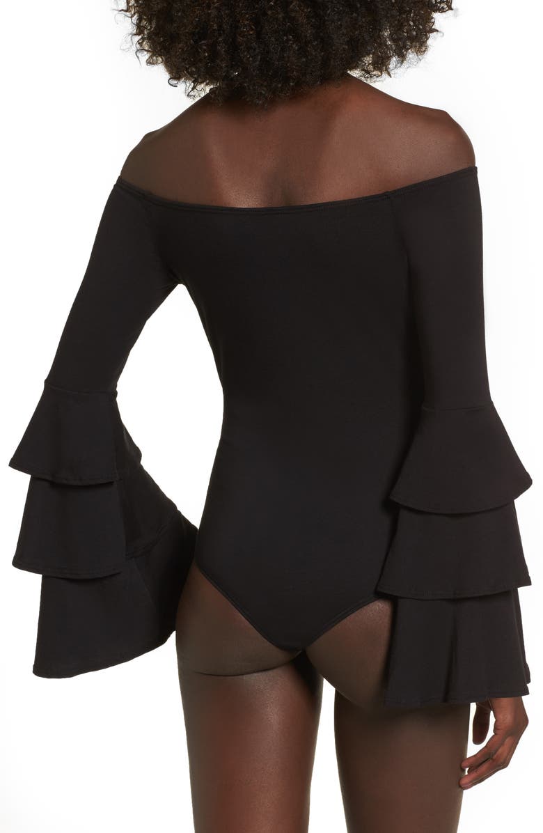 Soprano Ruffle Sleeve Off the Shoulder Bodysuit, Alternate, color, 