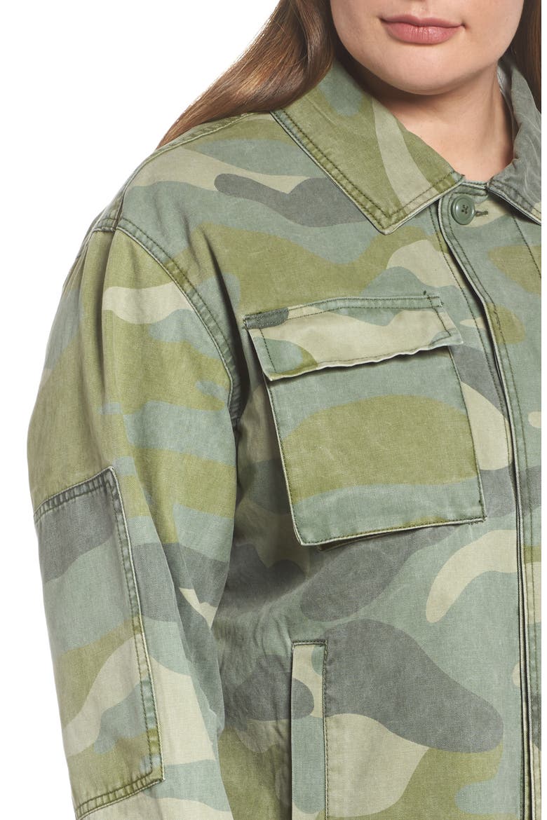 Levi's® High/Low Shirt Jacket, Alternate, color, LIGHT GREEN CAMO