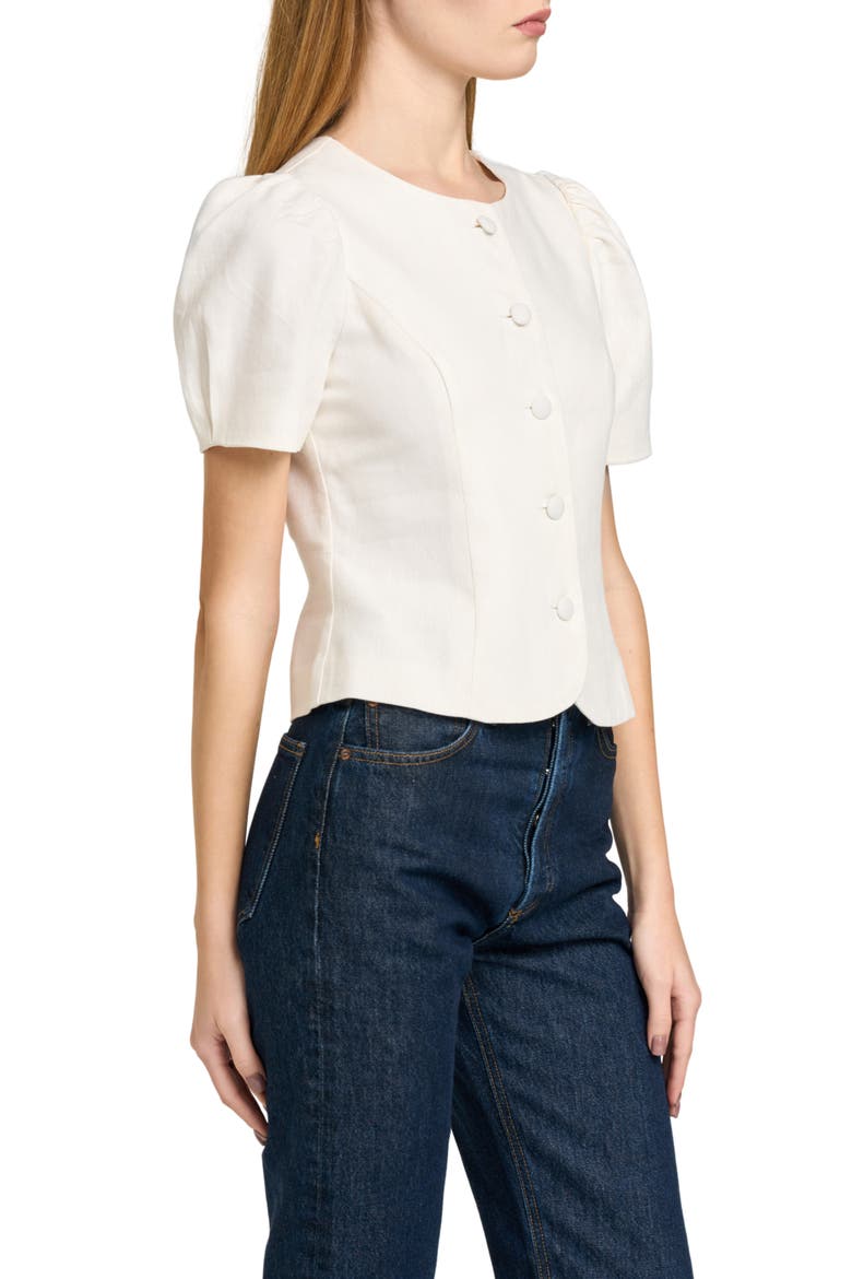 Blair Button Front Linen Blend Top, Alternate, color, IVORY