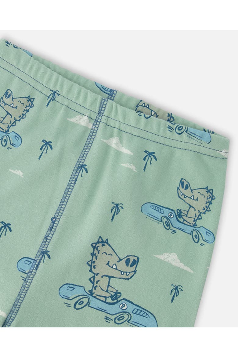Organic Cotton Crocodile Two-Piece Pyjama Set, Alternate, color, Green Printed Crocodiles
