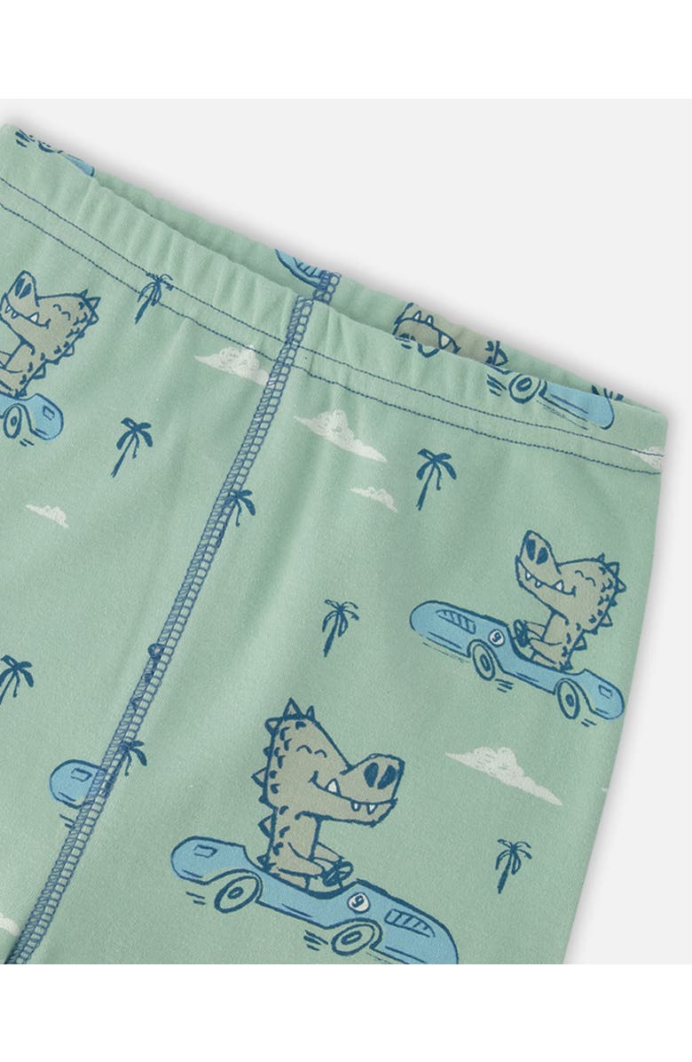 Deux par Deux Organic Cotton Crocodile Two-Piece Pyjama Set, Alternate, color, Green Printed Crocodiles