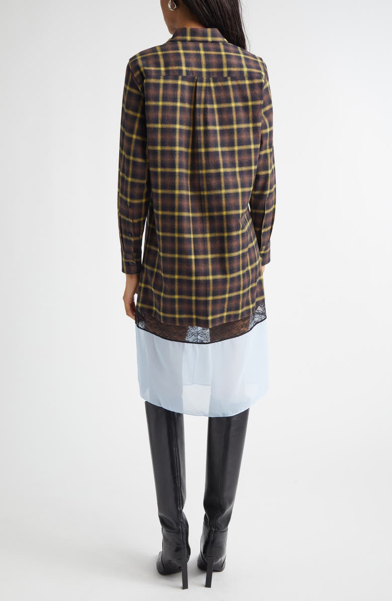 Coperni Mixed Media Long Sleeve Shirtdress, Alternate, color, Brown-Blue