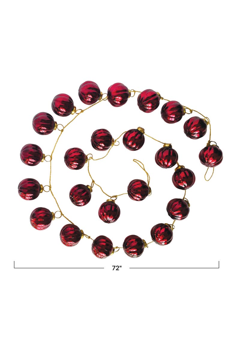 Mercury Glass Embossed Garland with Iron Detail, Alternate, color, Gold and Burgundy