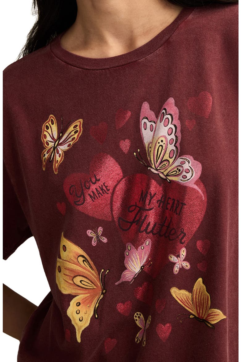 Flutter Heart Graphic Boyfriend T-Shirt, Alternate, color, OXBLOOD RED