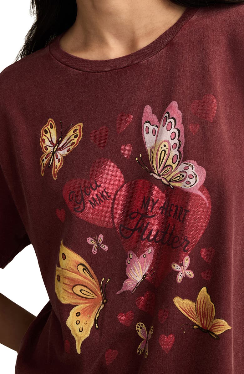 Lucky Brand Flutter Heart Graphic Boyfriend T-Shirt, Alternate, color,