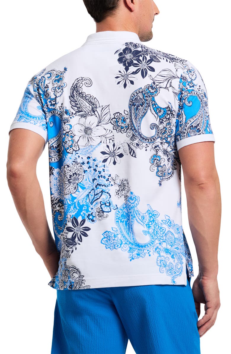 Robert Graham Orzell Paisley Print Cotton Polo, Alternate, color, White