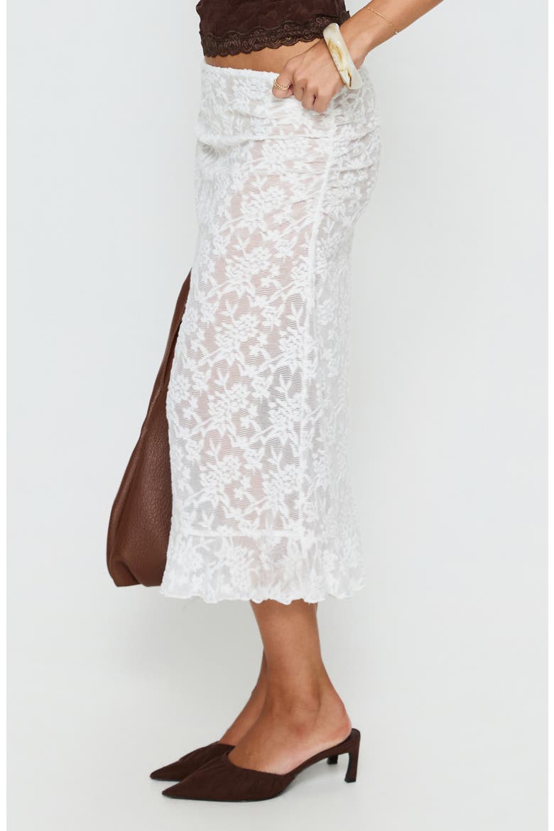 Toscani Frilled Lace Midi Skirt, Alternate, color, WHITE