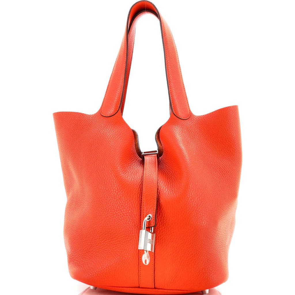 Pre-owned Hermes Hermes Picotin Lock Bag Clemence Gm In Orange