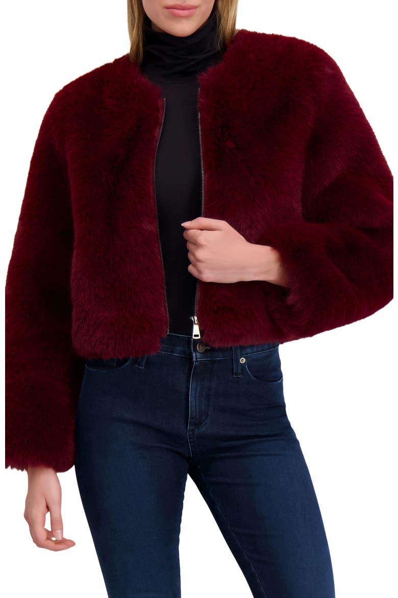 Fur-Free Fox (Faux Fur) Bolero, Main, color, WINE