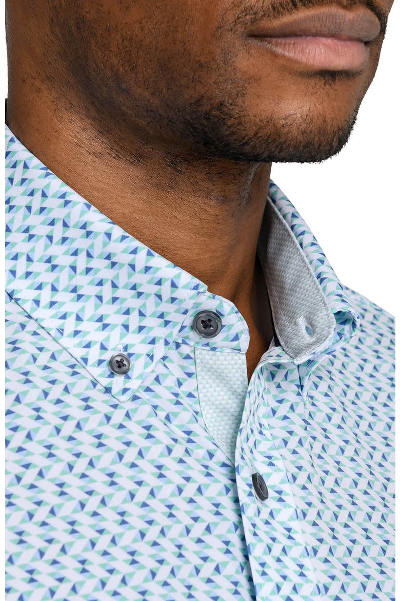 Slim Fit Zig Zag Woven Short Sleeve Basic Shirt, Alternate, color, WHITE/GREEN