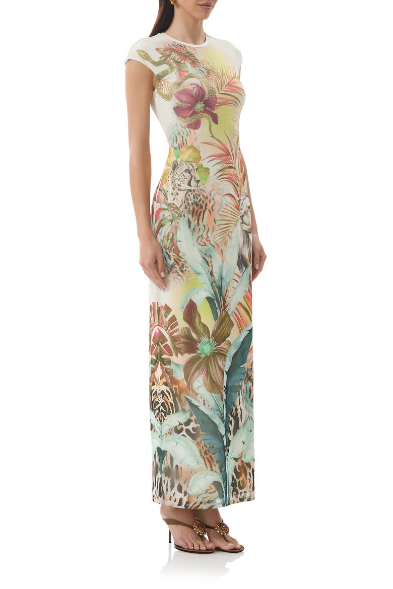 Cody Print Cap Sleeve Mesh Maxi Dress, Alternate, color, PLACED DESERT TROPIC