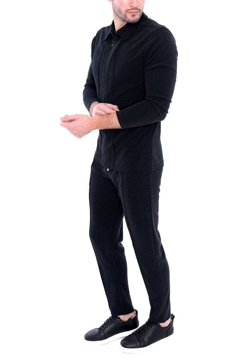 Men's Long Sleeve Zip Neck Knit Top, Alternate, color, Black