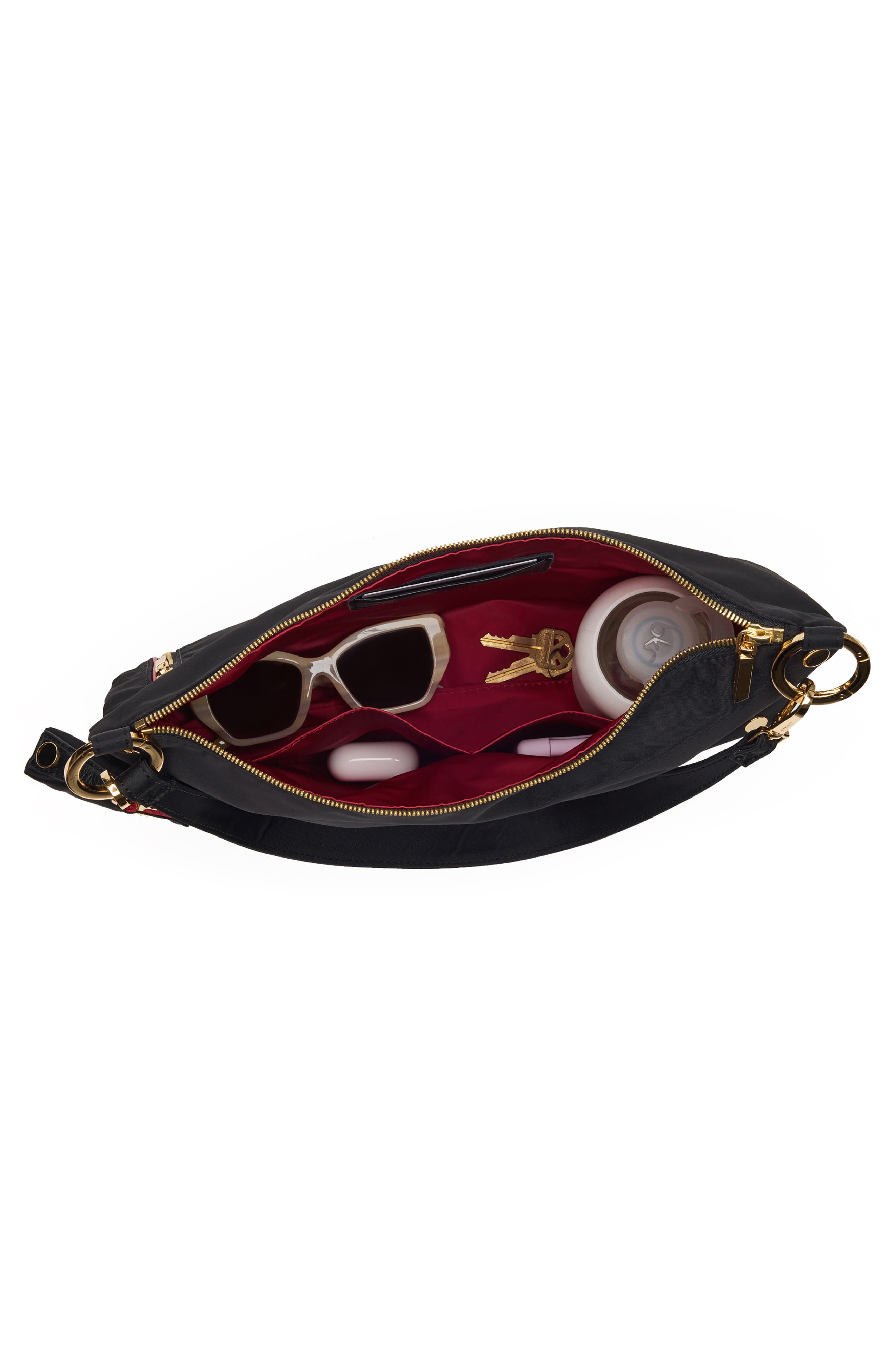 Kyle Large Nylon Shoulder Bag, Alternate, color, BLACK NYLON CARGO/ GOLD
