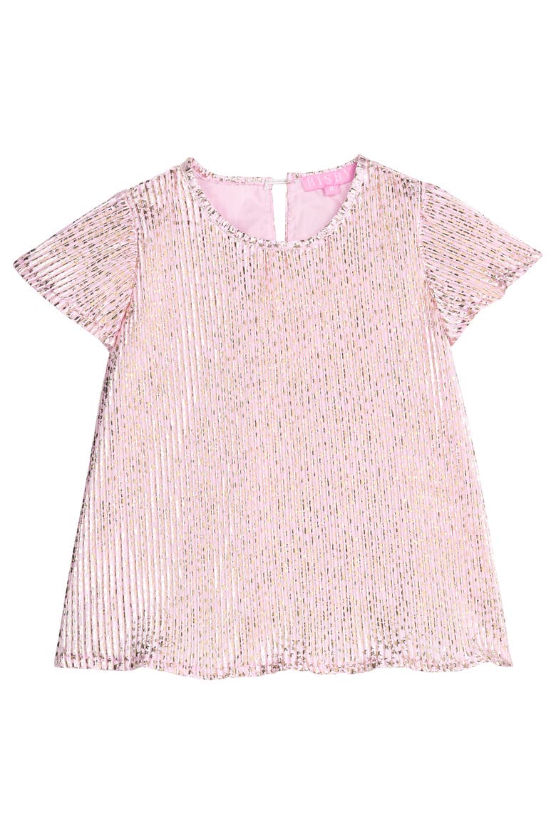 Kids' Metallic Crinkle Top, Alternate, color, Pink Crinkle Stars