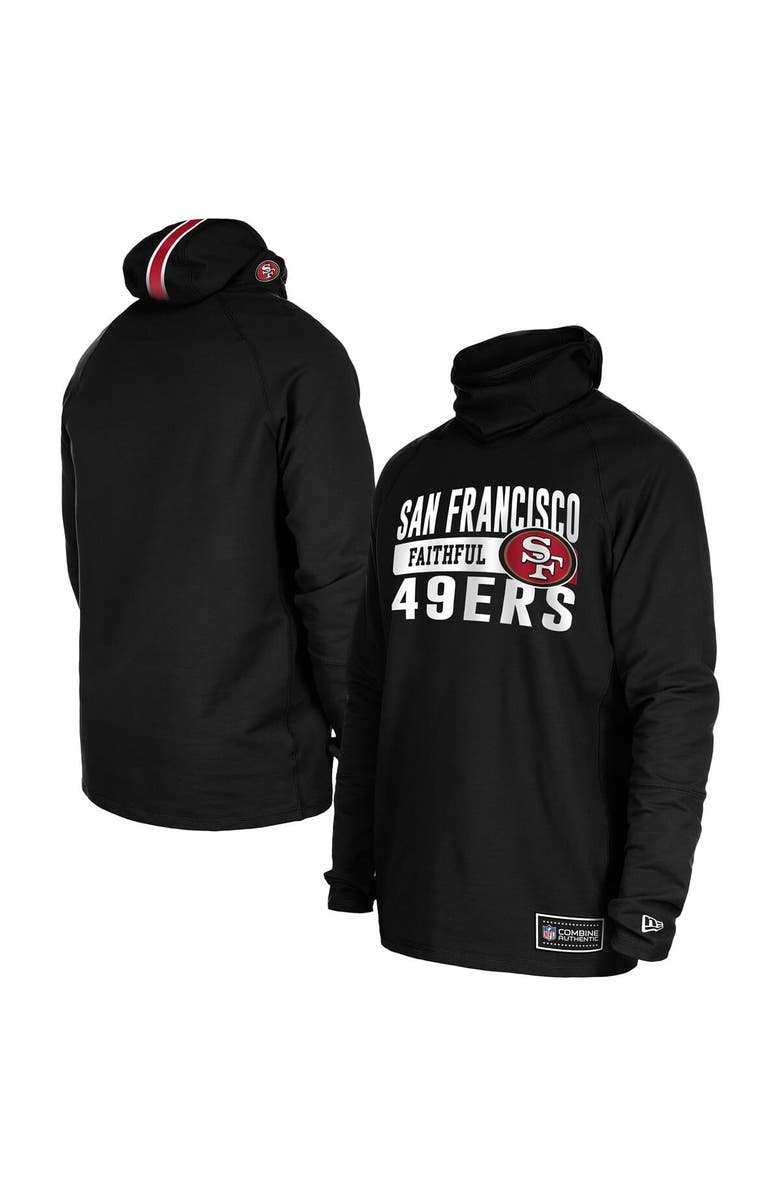 New Era Men's New Era Black San Francisco 49ers Functional Fandom Balaclava Helmet Stripe Tri-Blend Hoodie, Main, color, Black