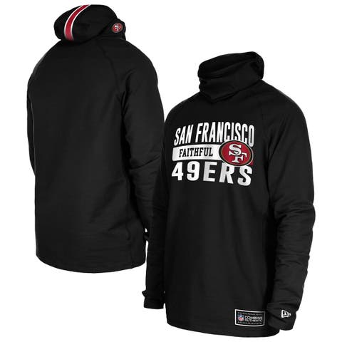 Men's New Era Black San Francisco 49ers Functional Fandom Balaclava Helmet Stripe Tri-Blend Hoodie