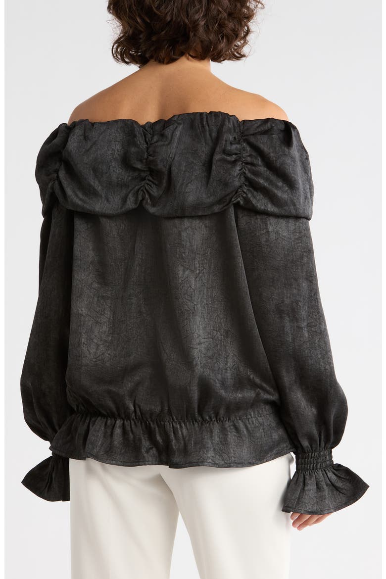 Smoke Off the Shoulder Top, Alternate, color, BLACK