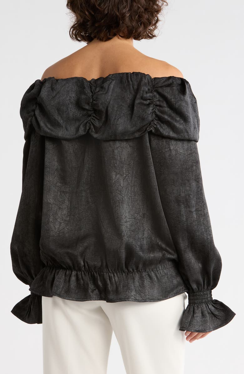 PATRIZIA LUCA Smoke Off the Shoulder Top, Alternate, color, Black