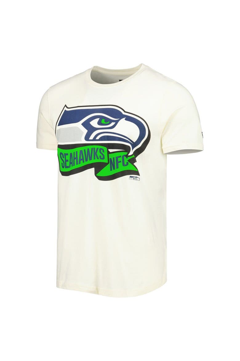 Men's New Era Cream Seattle Seahawks Sideline Chrome T-Shirt, Alternate, color, Cream