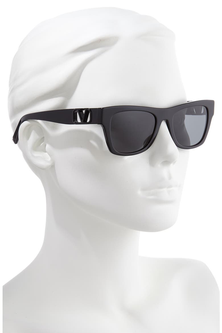 52mm Sunglasses, Alternate, color, BLACK/ SMOKE SOLID