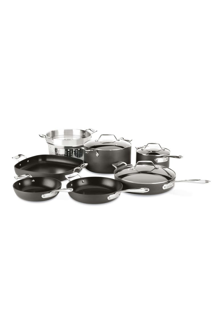 Essentials 10-Piece Nonstick Cookware Set, Main, color, BLACK