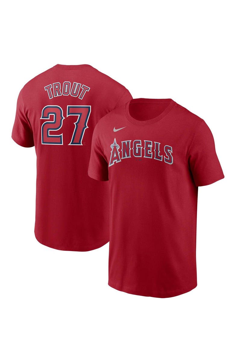 Nike Men's Nike Mike Trout Red Los Angeles Angels Name & Number T-Shirt, Main, color, 