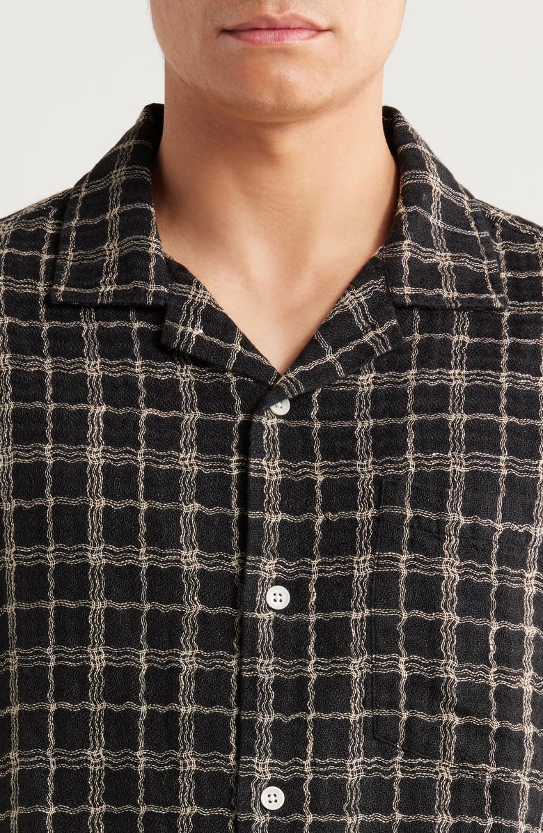 Corridor Wavy Plaid Short Sleeve Cotton & Linen Camp Shirt, Alternate, color,