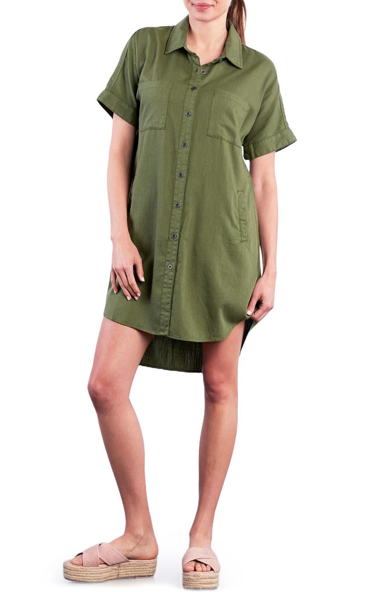 Wash Lab Denim Clean Denim Shirtdress, Alternate, color, Brushed Army