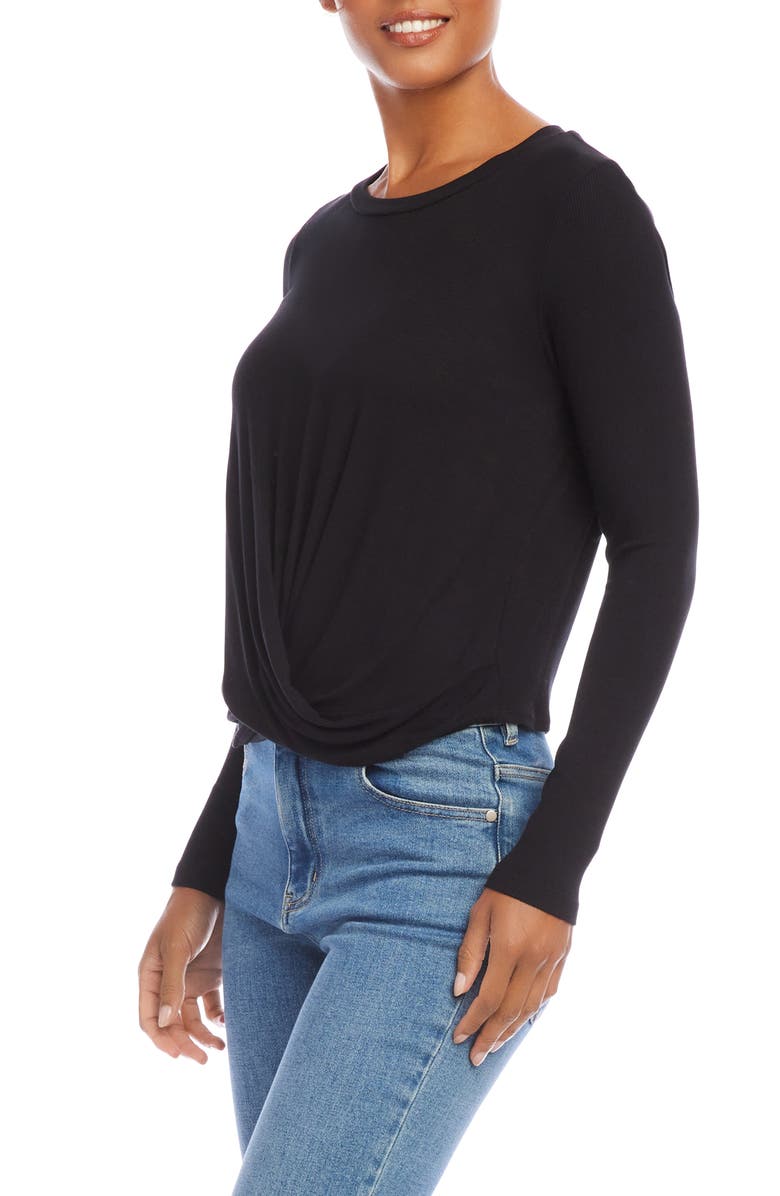FIFTEEN TWENTY Twist Front Rib Top, Alternate, color, Black