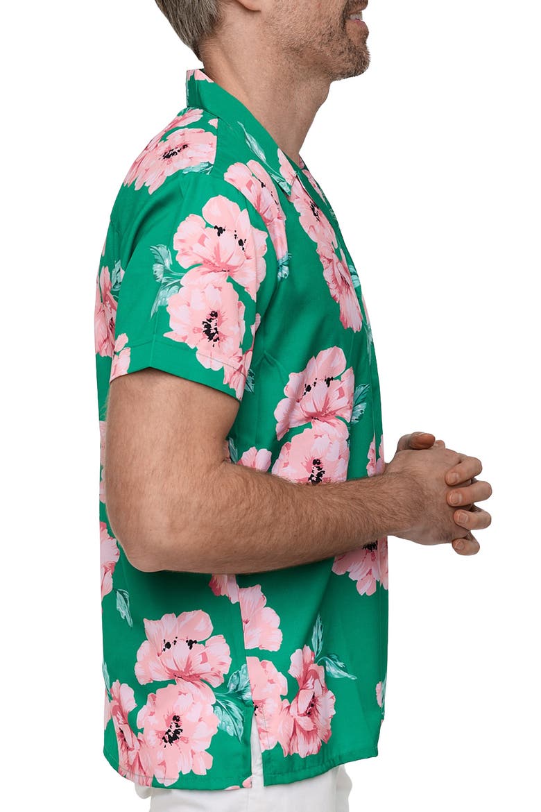 Extra Trim Fit Camp Shirt, Alternate, color, GREEN