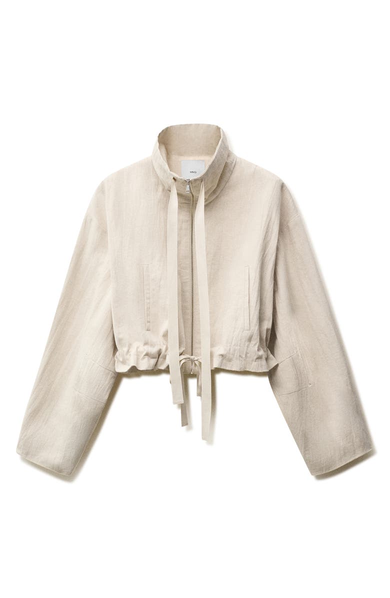 MANGO Oversize Crop Cotton & Linen Jacket, Alternate, color, Light/ Pastel Grey