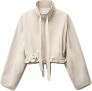 MANGO Oversize Crop Cotton & Linen Jacket