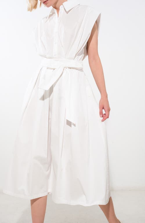 Freemarket Pleated Cap Sleeve Midi Dress In Off White