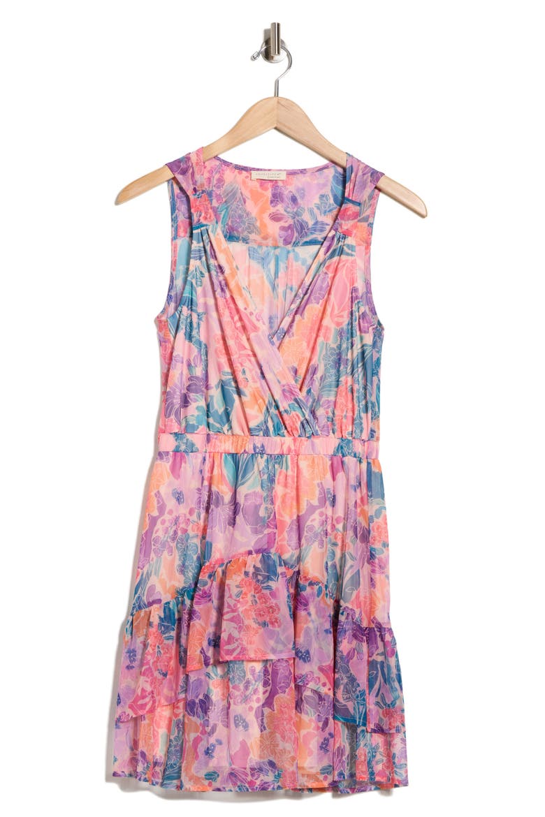 Floral Sleeveless Mesh Minidress, Alternate, color, BLUSH/ TEAL