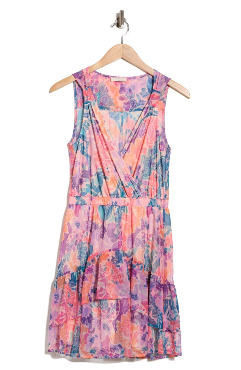 Lovestitch Floral Sleeveless Mesh Minidress, Alternate, color, Blush/ Teal
