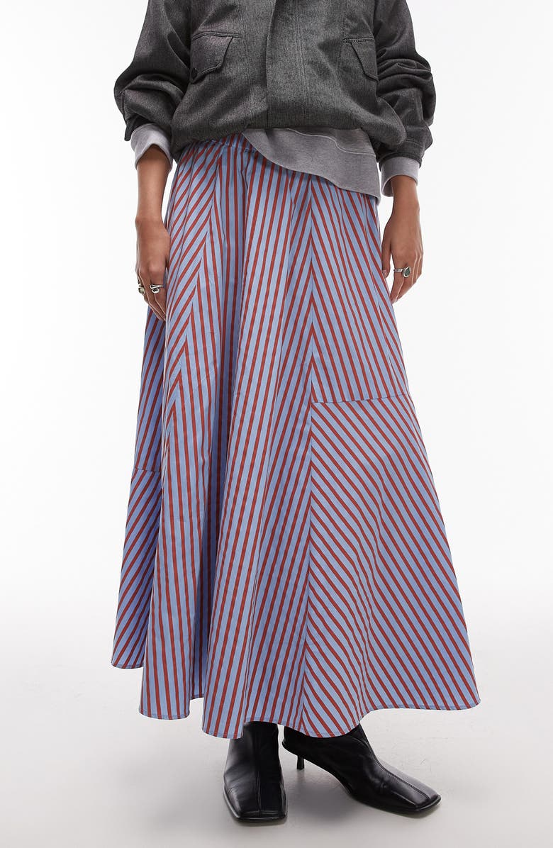 Topshop Multidirectional Stripe Full Maxi Skirt, Main, color, 