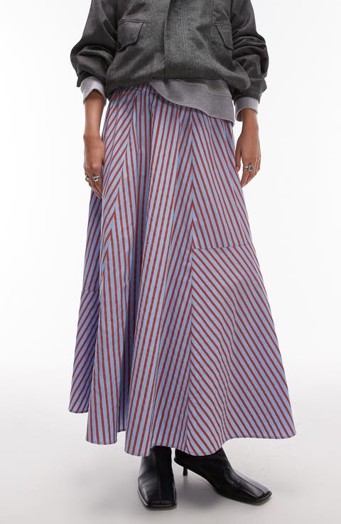 Multidirectional Stripe Full Maxi Skirt