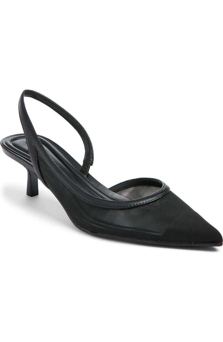 Open Edit Corina Half d'Orsay Kitten Heel Slingback Pump, Main, color, Black Mesh