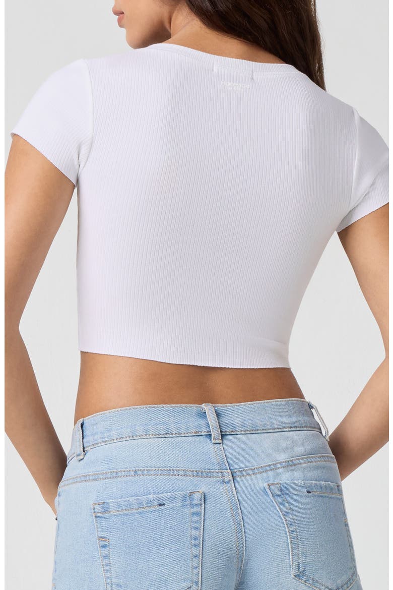 Softie Rib Short Sleeve Crop Top, Alternate, color, BRIGHT WHITE