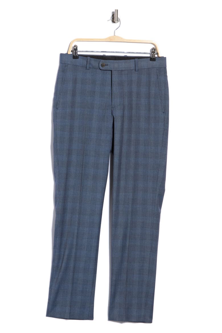 Trim Fit Trousers, Alternate, color, BLUE GREY PLAID