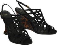 Balmain Wedge Cage Sandals in Suede