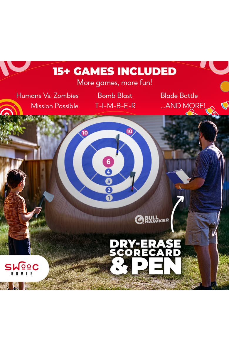 Swooc Games Bull Hawker | Giant Axe Darts Game, Alternate, color, Brown