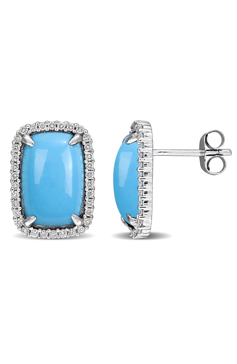 Julianna B. Turquoise & Diamond Halo Earrings 14K, Main, color, Turquoise