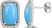 Julianna B. Turquoise & Diamond Halo Earrings 14K